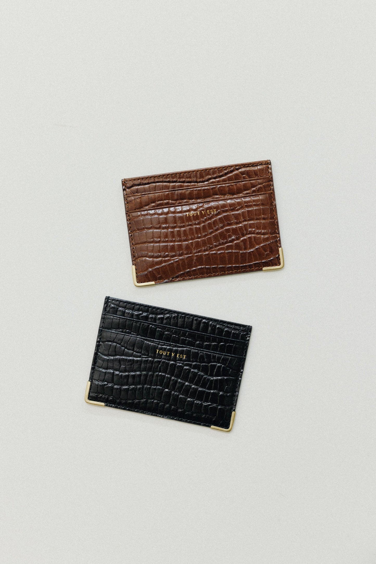 PORTE CARTES ANGLES CROCO BLACK