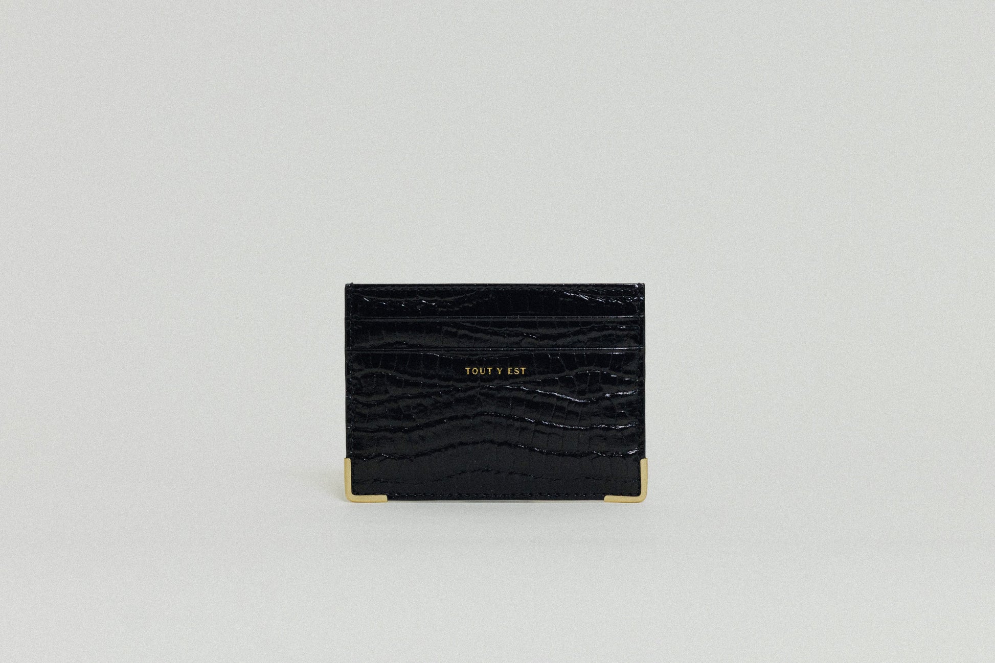 PORTE CARTES ANGLES CROCO BLACK