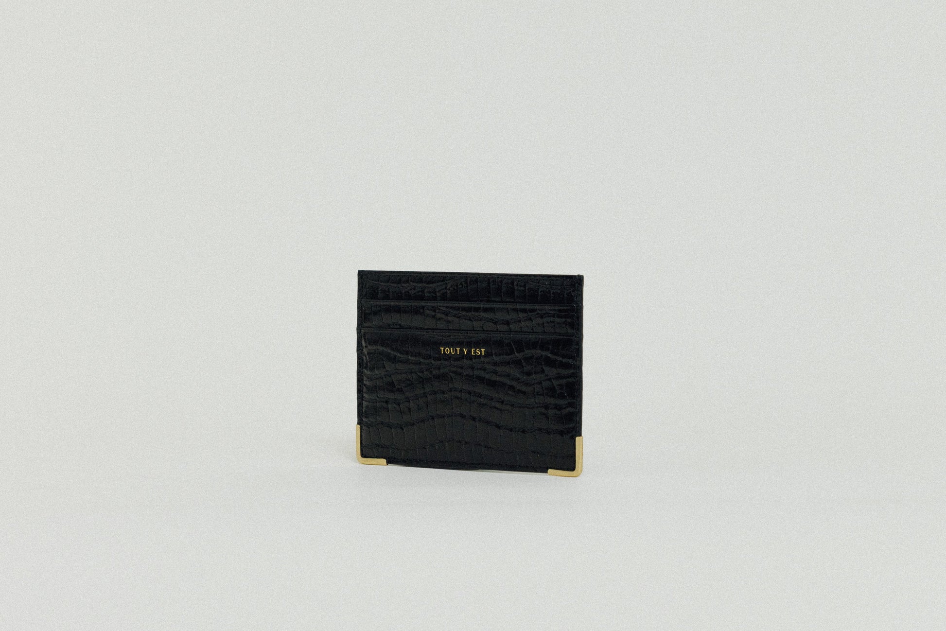PORTE CARTES ANGLES CROCO BLACK