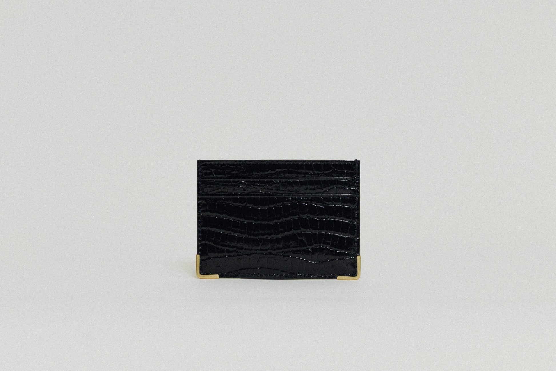 PORTE CARTES ANGLES CROCO BLACK
