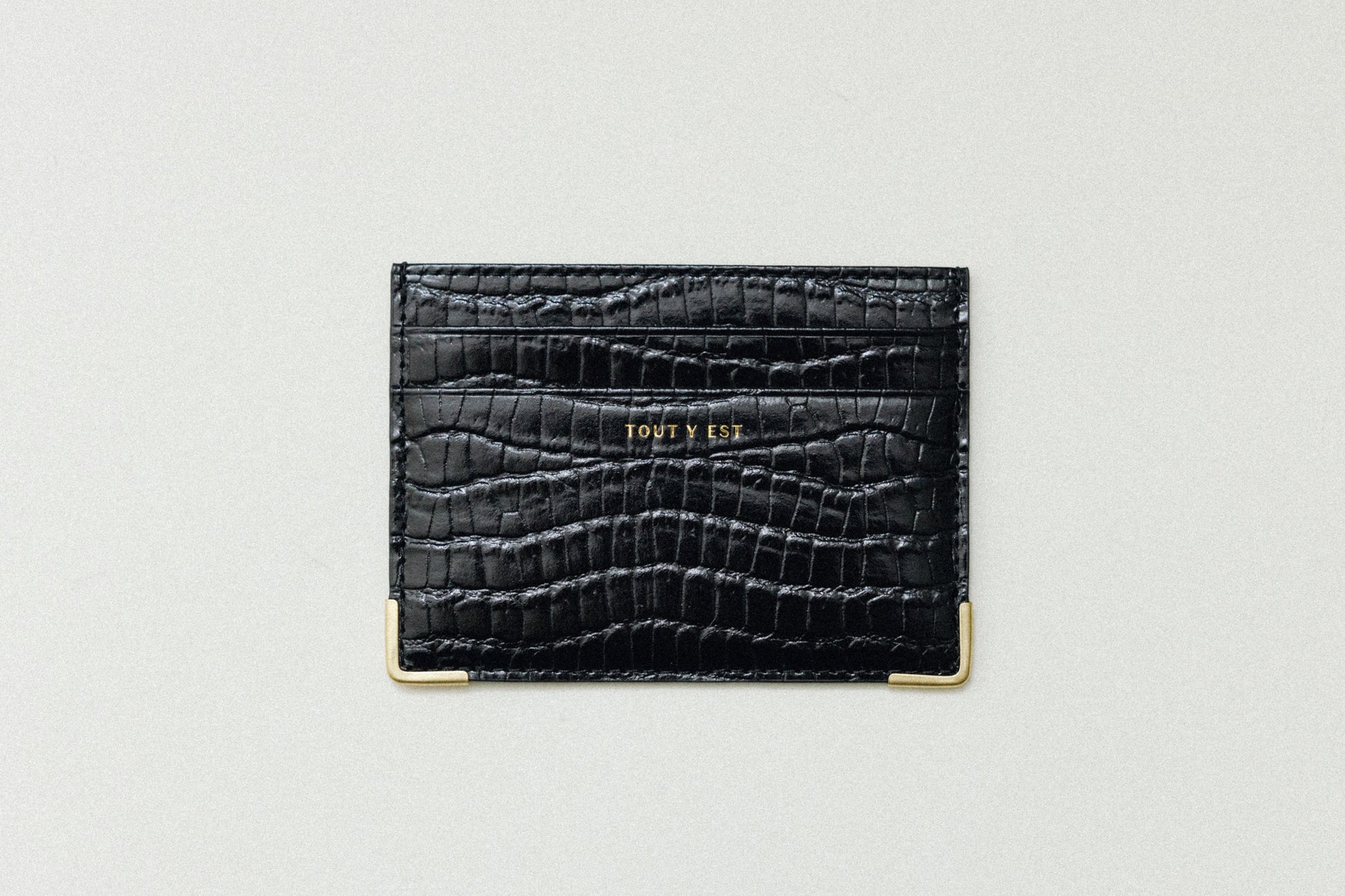 PORTE CARTES ANGLES CROCO BLACK