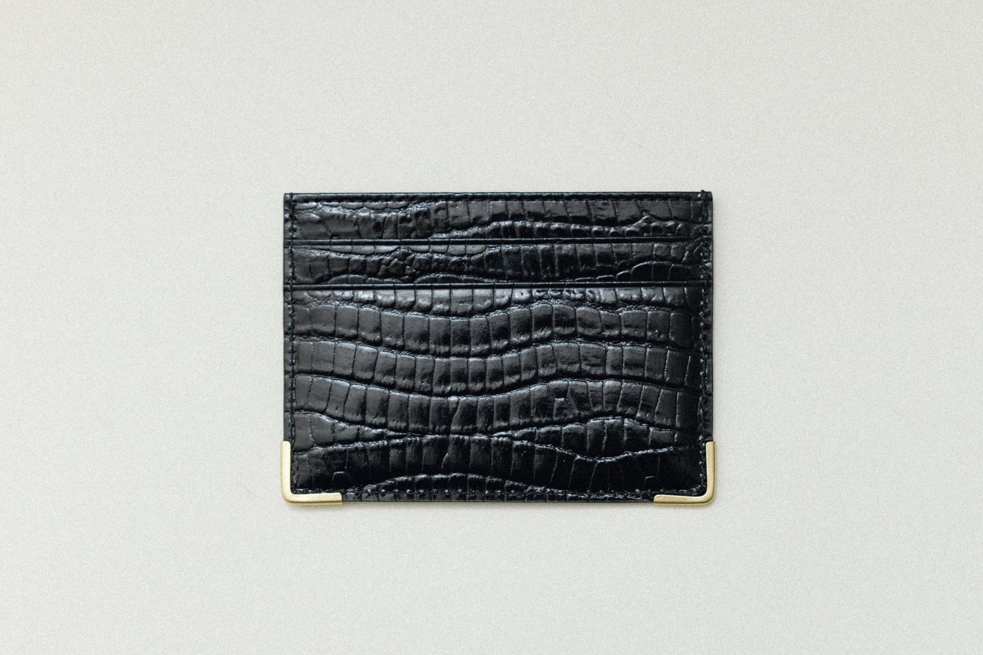 PORTE CARTES ANGLES CROCO BLACK