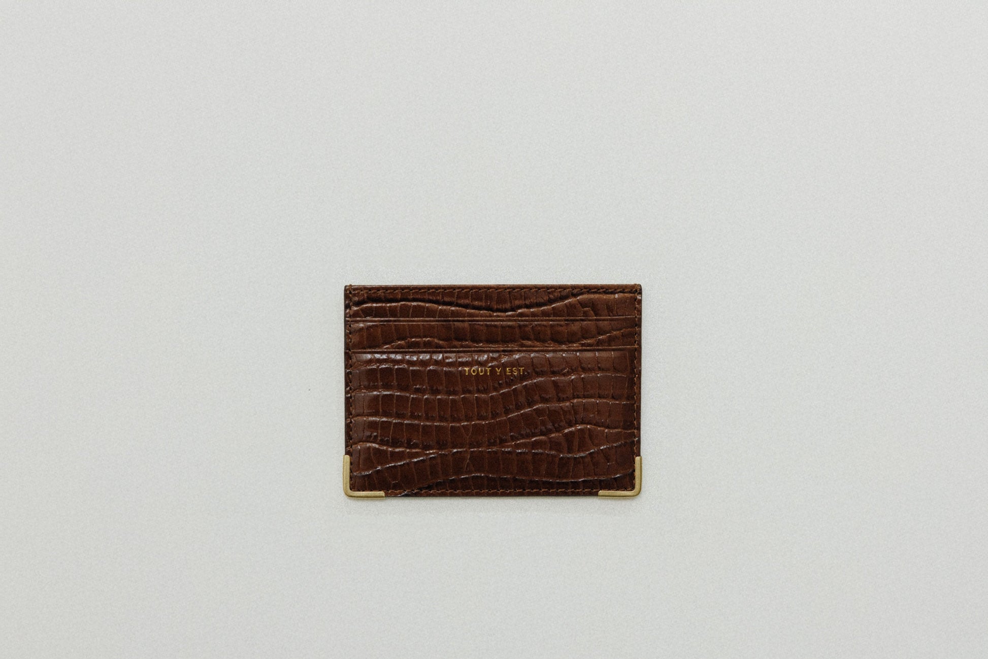 PORTE CARTES ANGLES CROCO BROWN