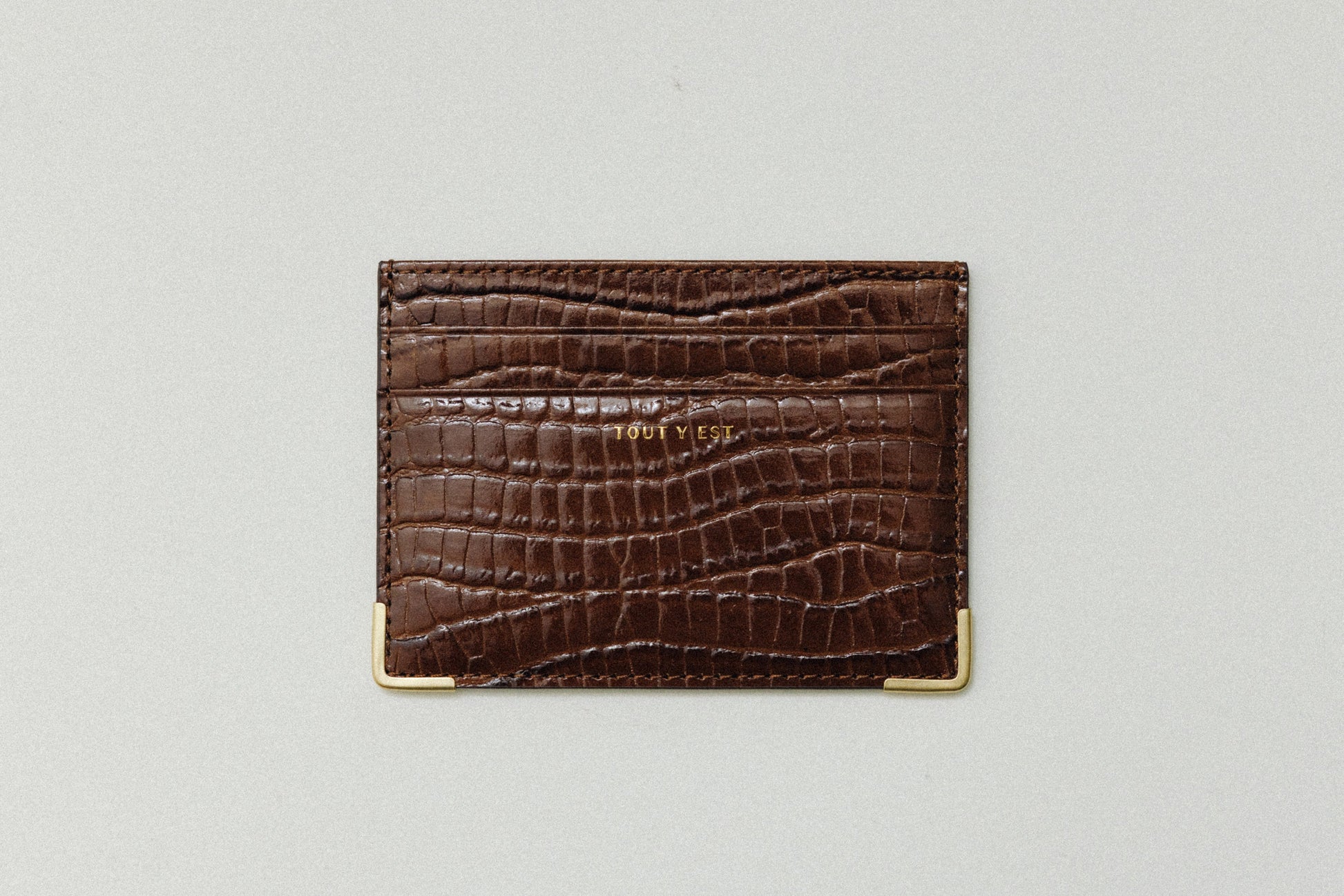 PORTE CARTES ANGLES CROCO BROWN