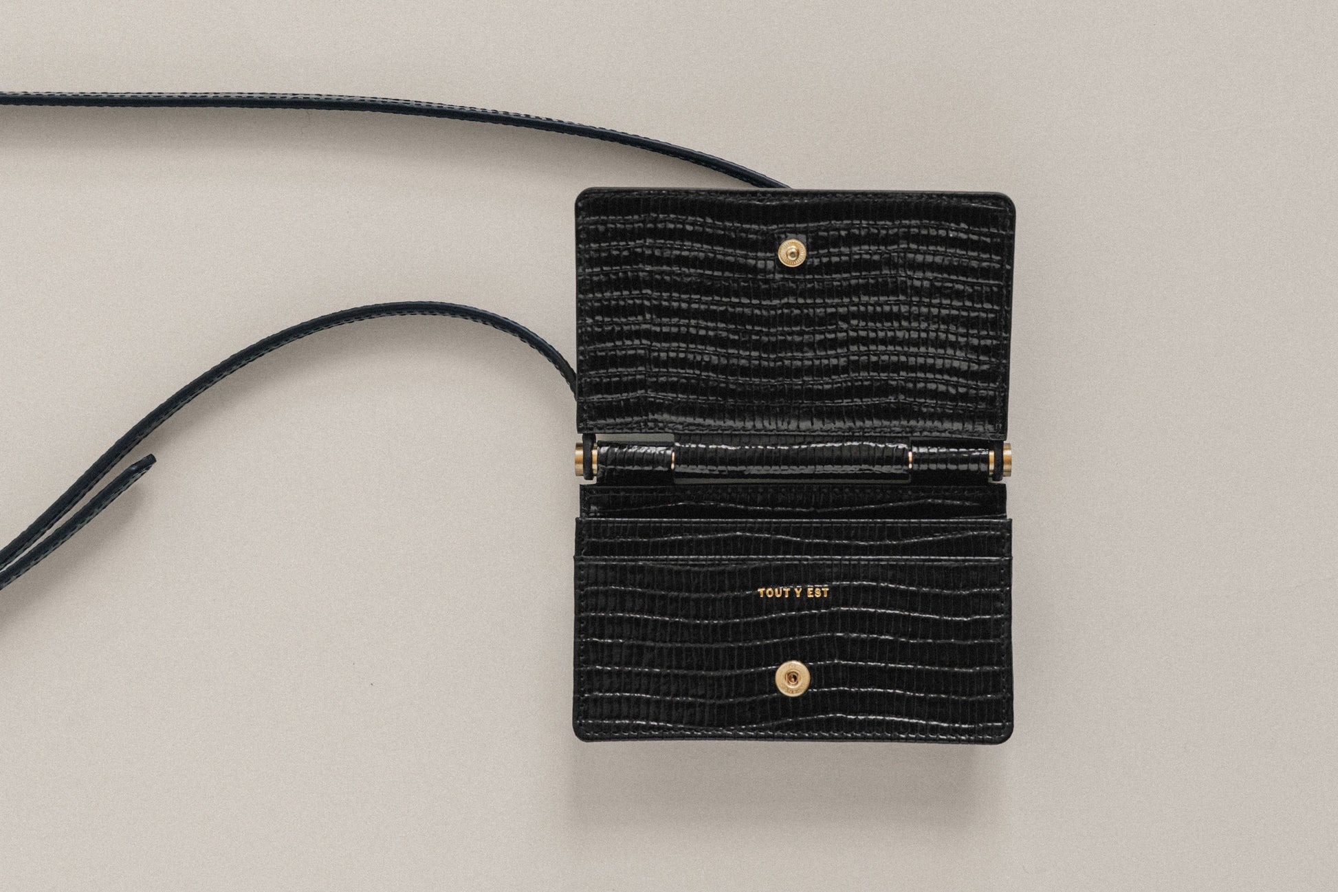 POCHETTE PAUMELLE LIZARD BLACK