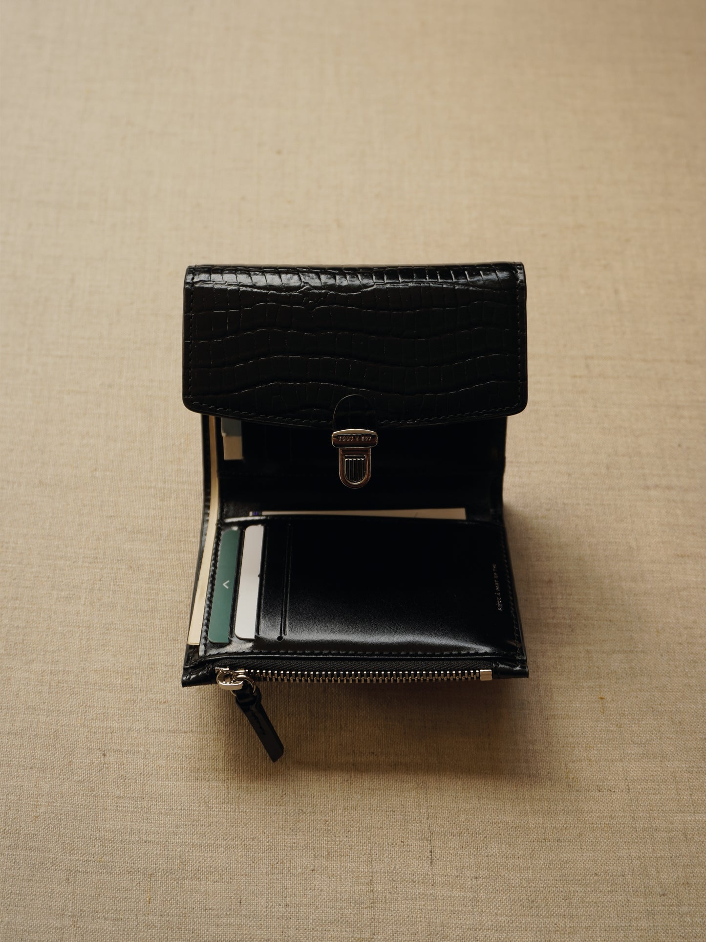 PORTEFEUILLE LOQUET CROCO BLACK