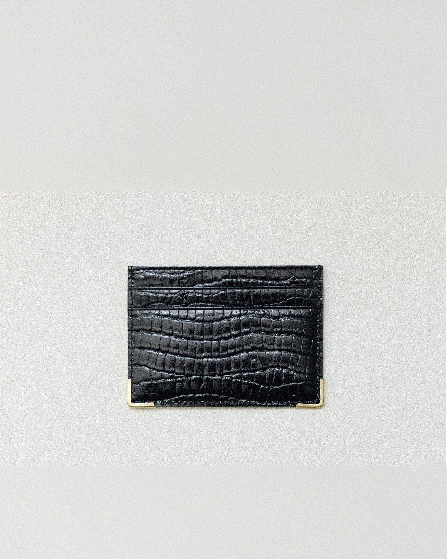 PORTE CARTES ANGLES CROCO BLACK