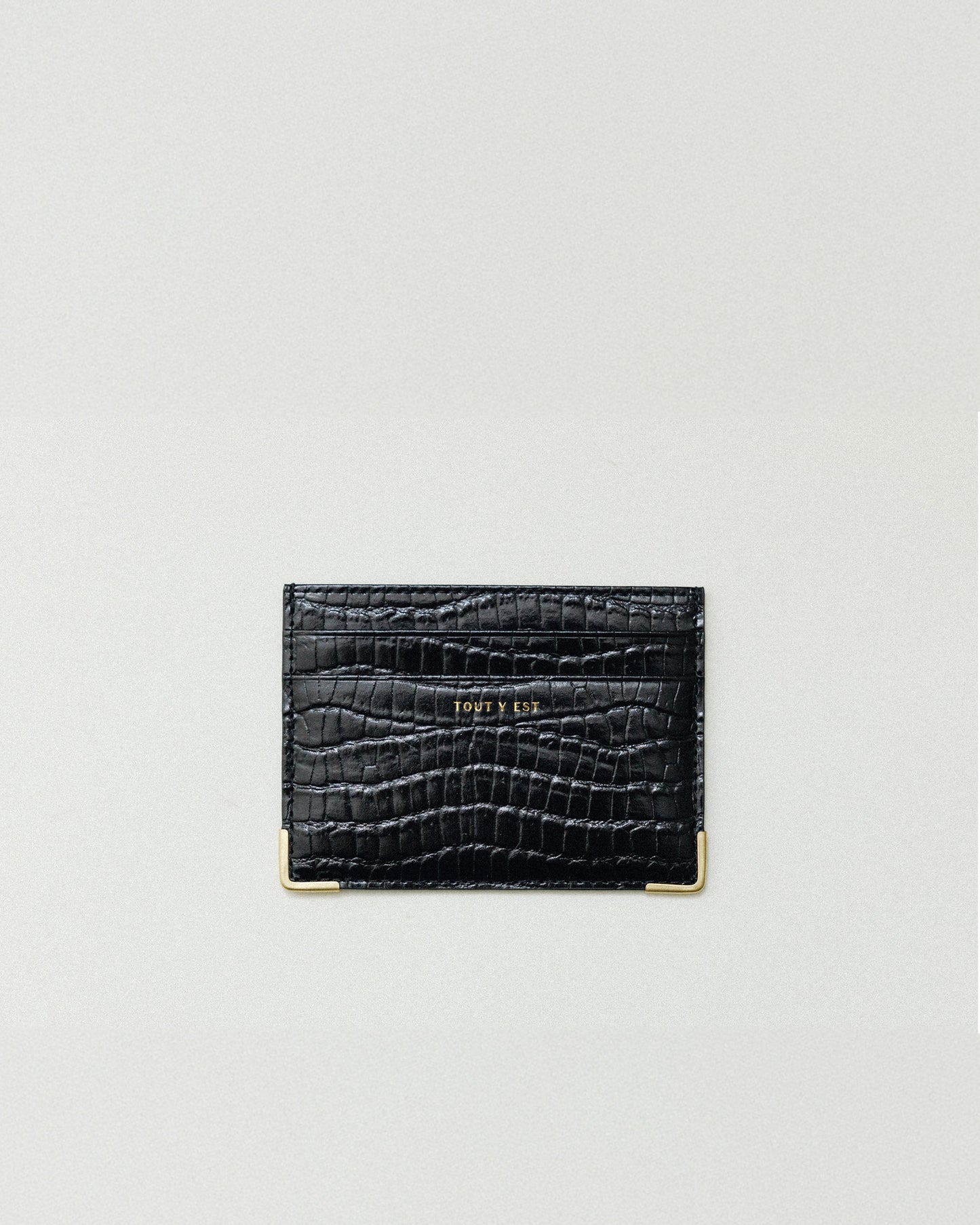 PORTE CARTES ANGLES CROCO BLACK