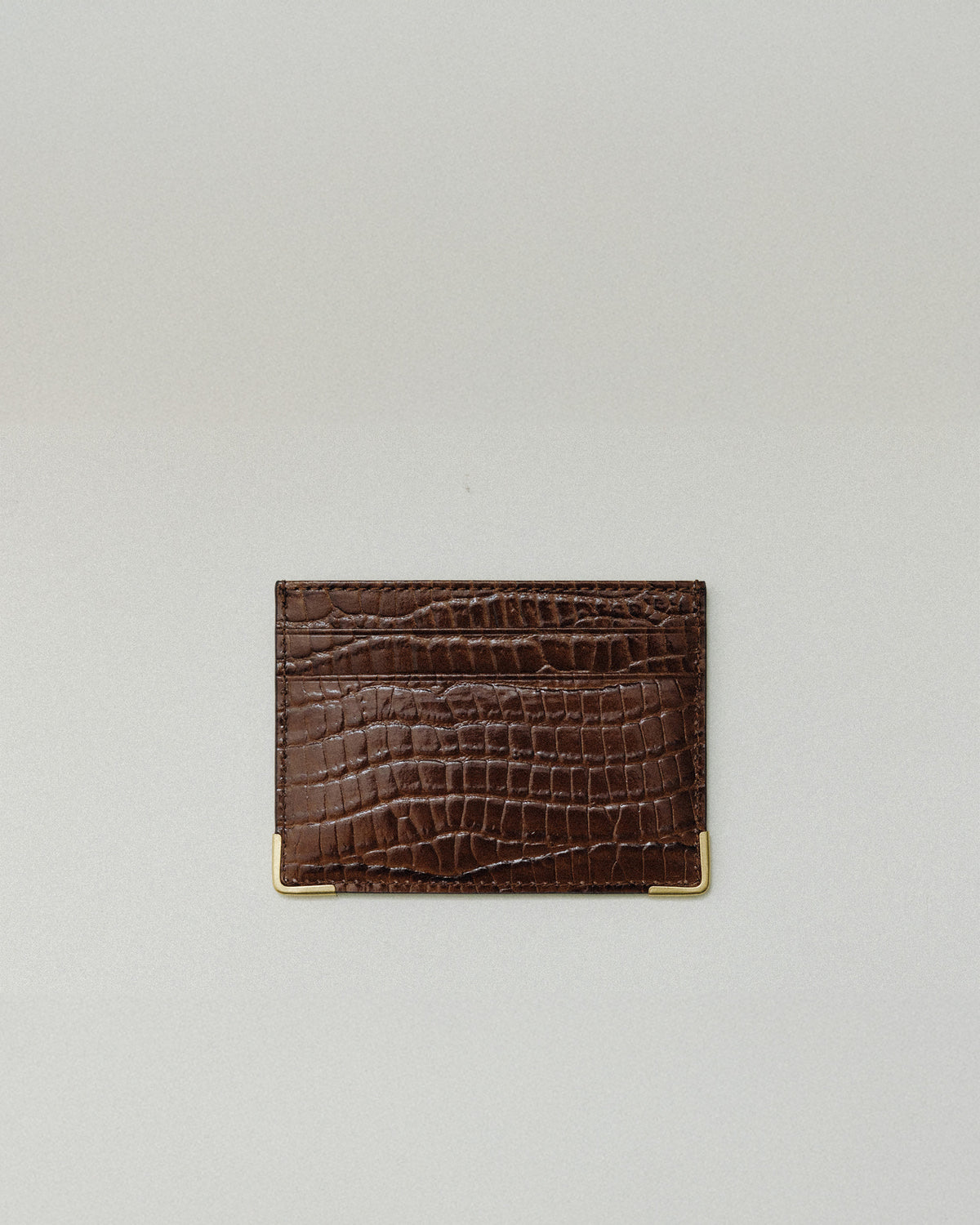 PORTE CARTES ANGLES CROCO BROWN