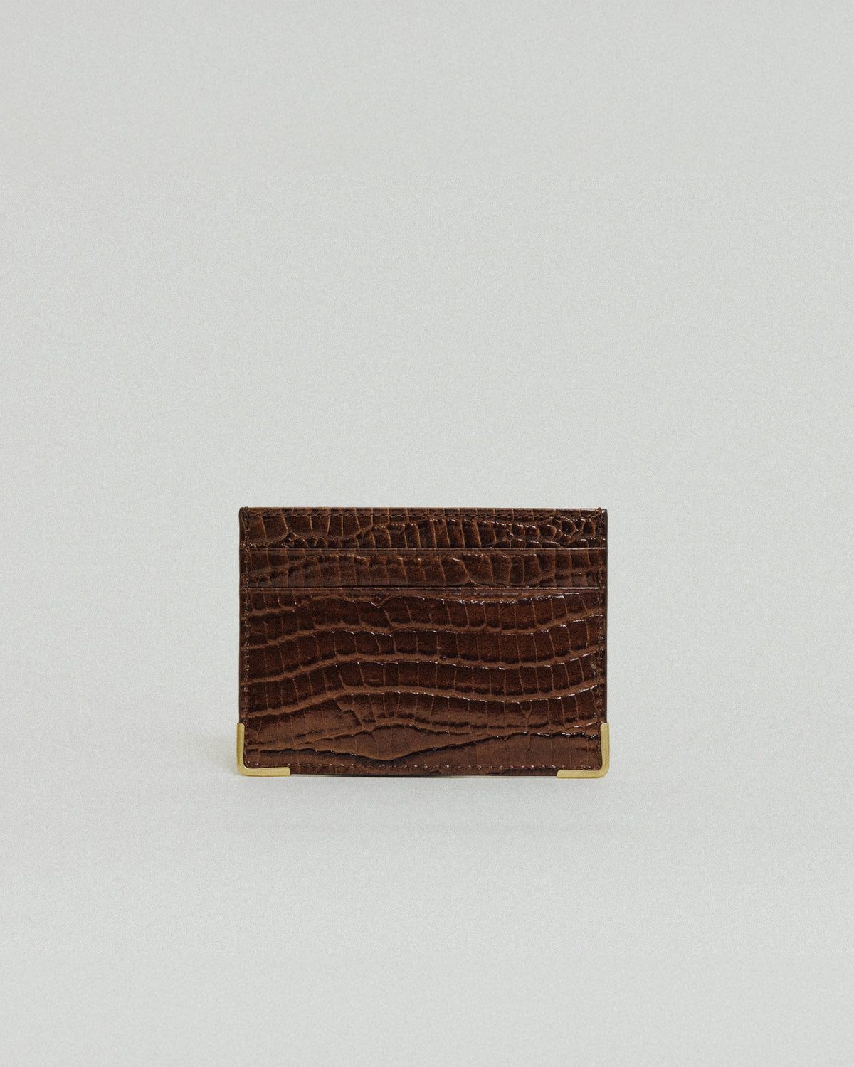 PORTE CARTES ANGLES CROCO BROWN