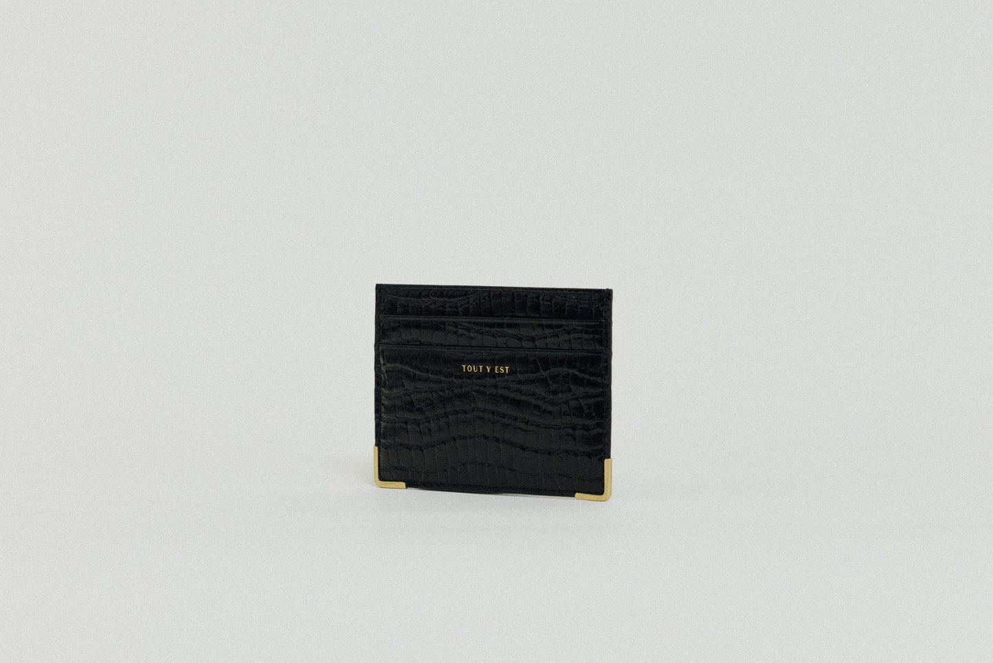PORTE CARTES ANGLES CROCO BLACK