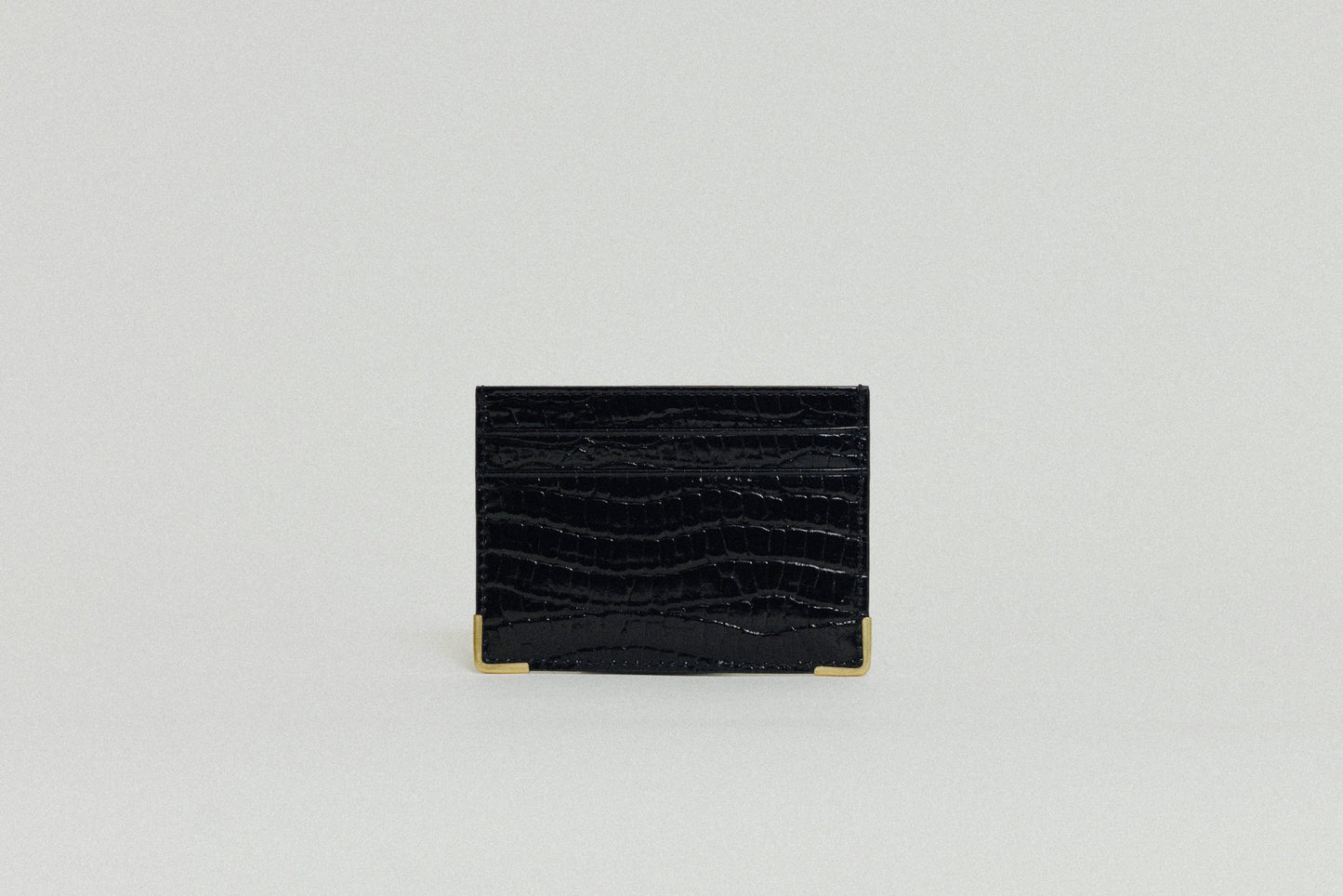 PORTE CARTES ANGLES CROCO BLACK