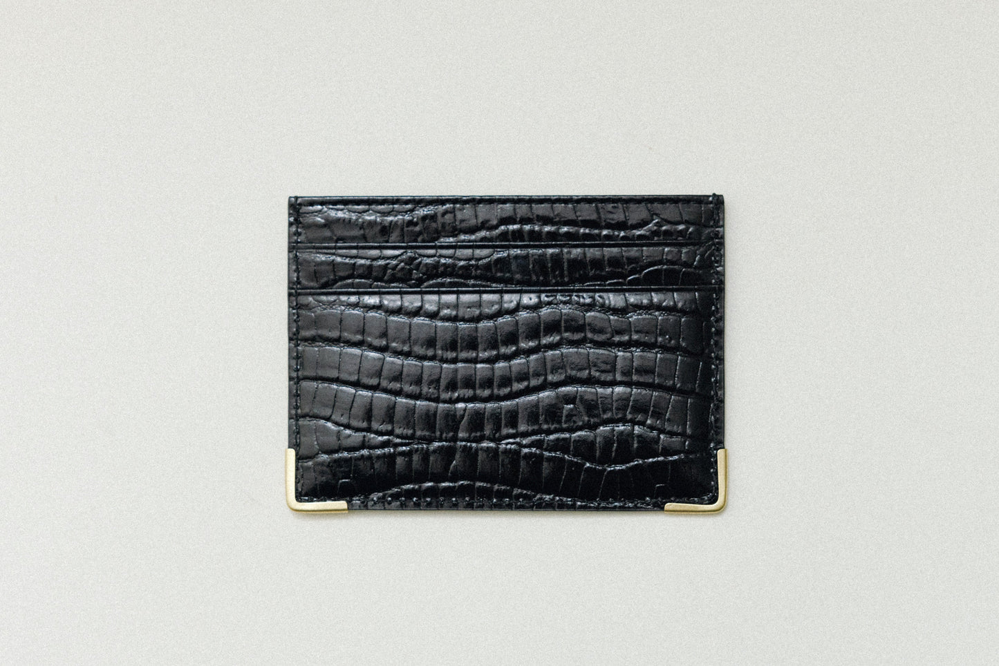 PORTE CARTES ANGLES CROCO BLACK