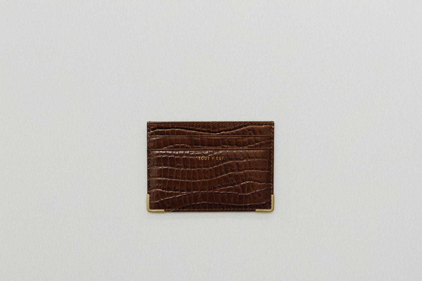 PORTE CARTES ANGLES CROCO BROWN