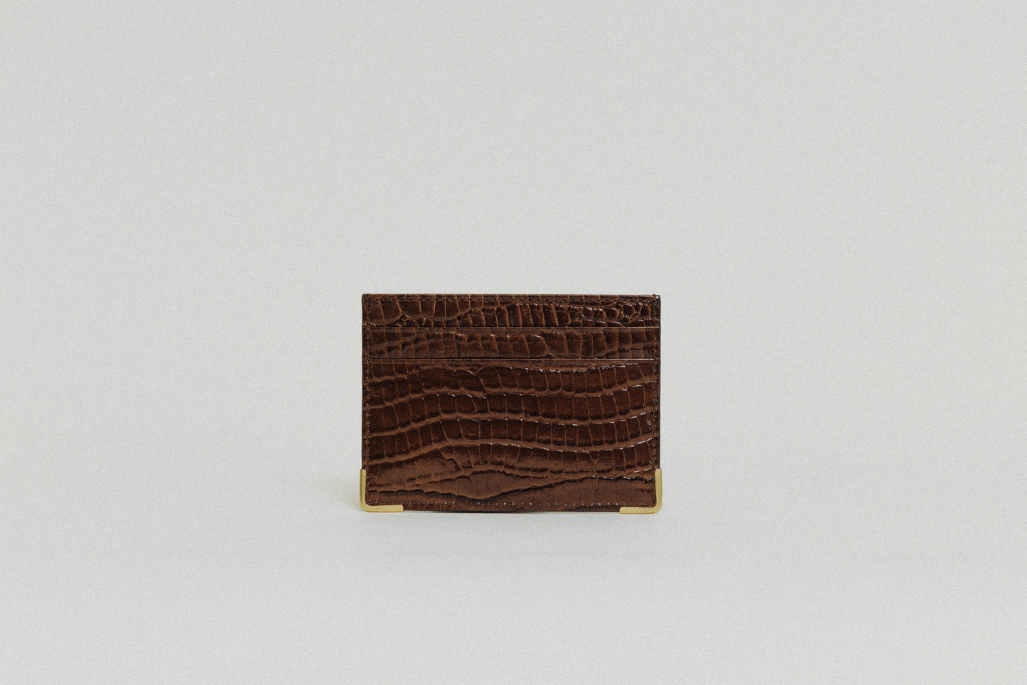PORTE CARTES ANGLES CROCO BROWN