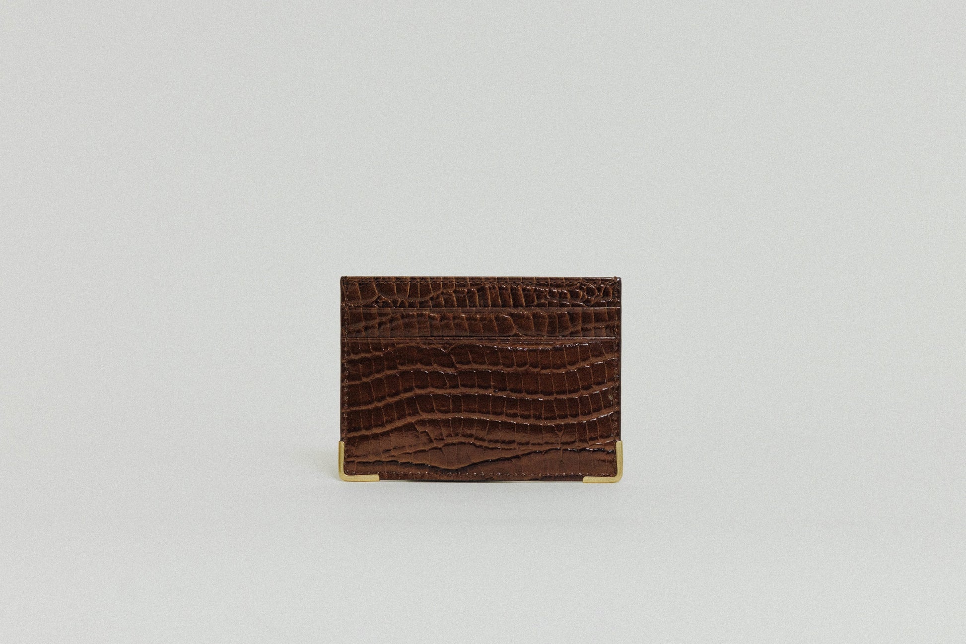 PORTE CARTES ANGLES CROCO BROWN