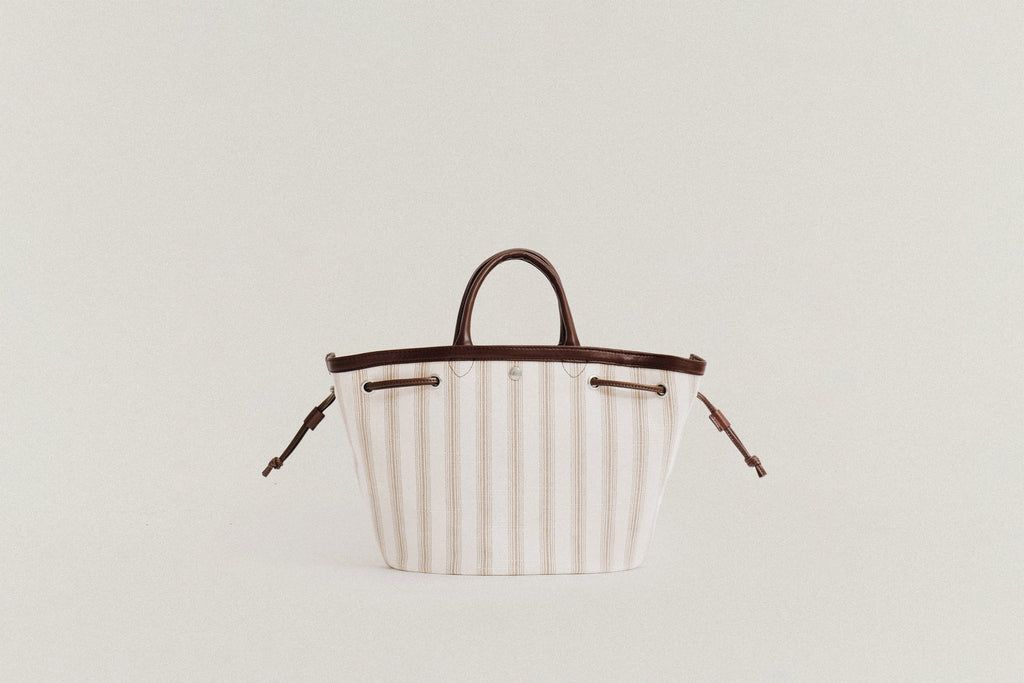 SAC COQUILLE SMALL BEIGE STRIPE
