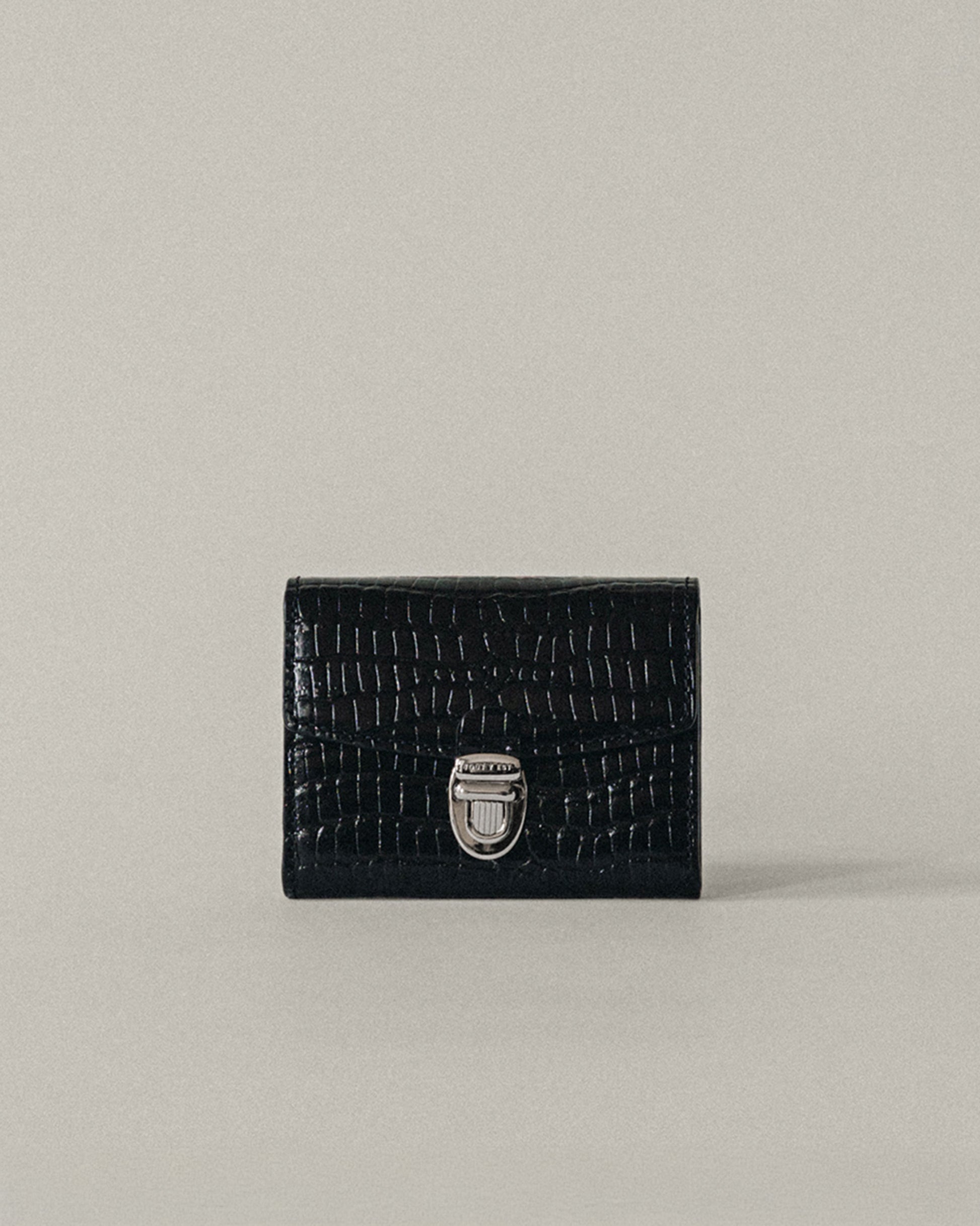 PORTE CARTES LOQUET CROCO BLACK