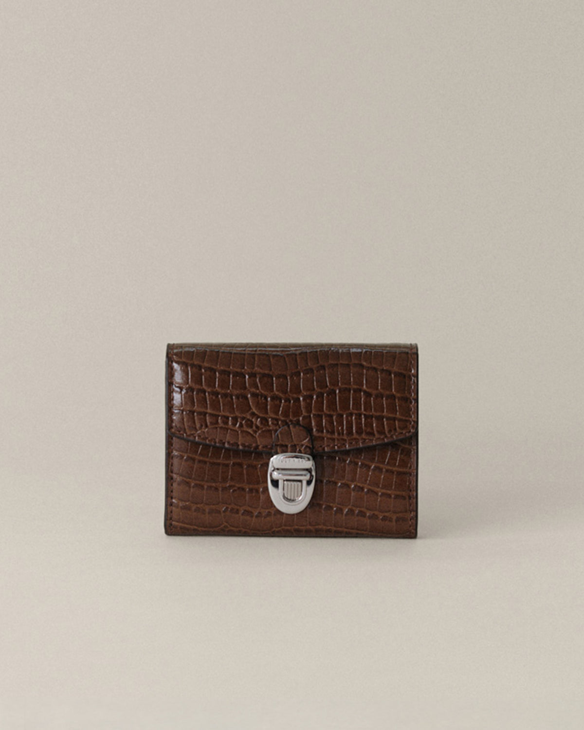 PORTE CARTES LOQUET CROCO BROWN
