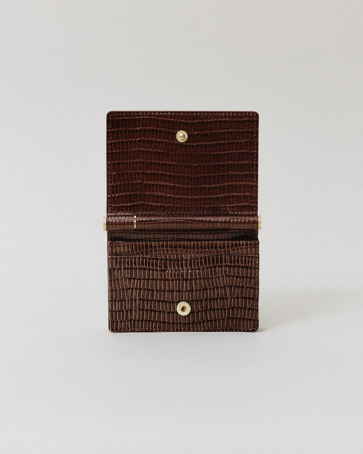PORTE CARTES DE VISITE PAUMELLE LIZARD CHOCOLATE