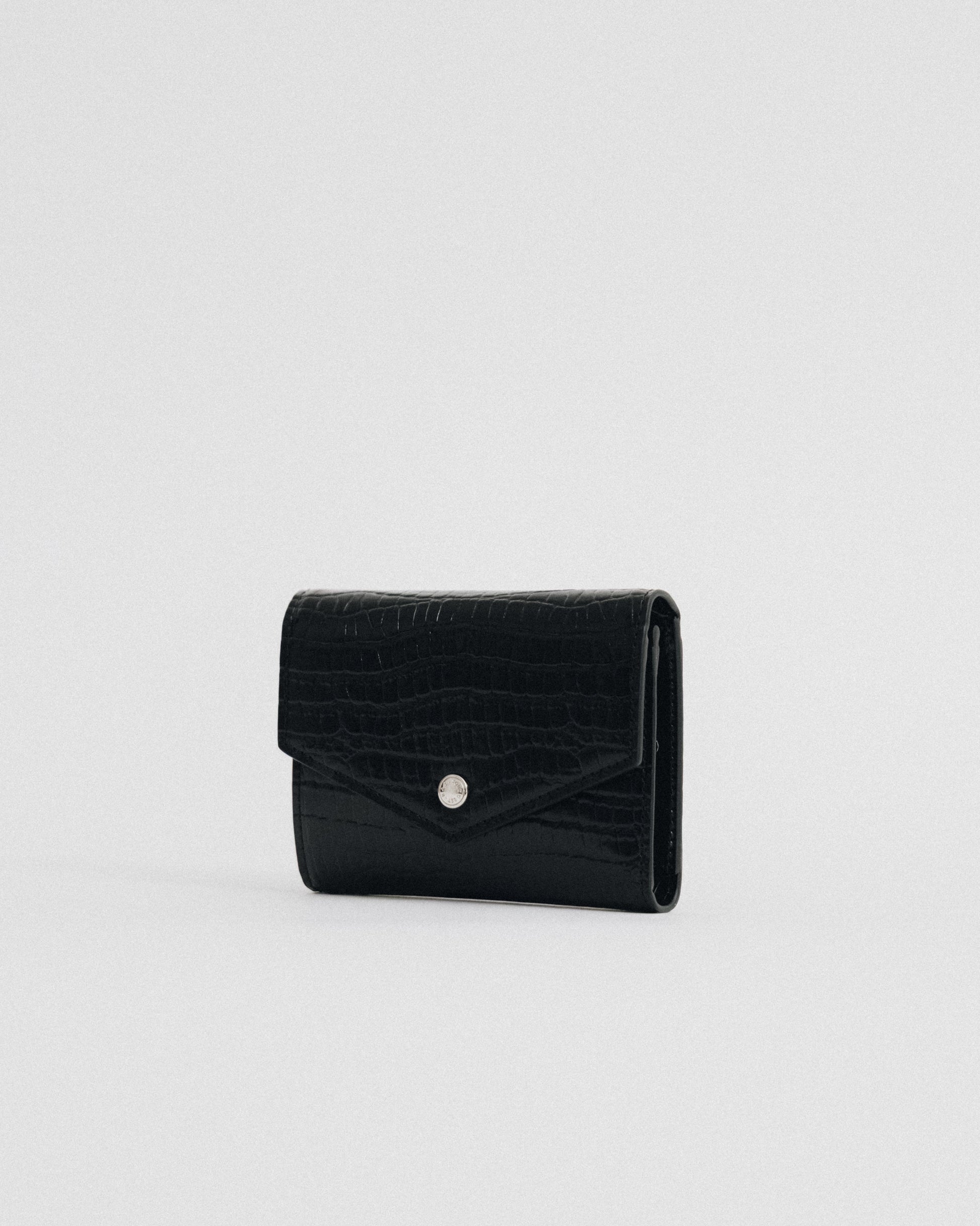 PORTEFEUILLE SNAP CROCO BLACK