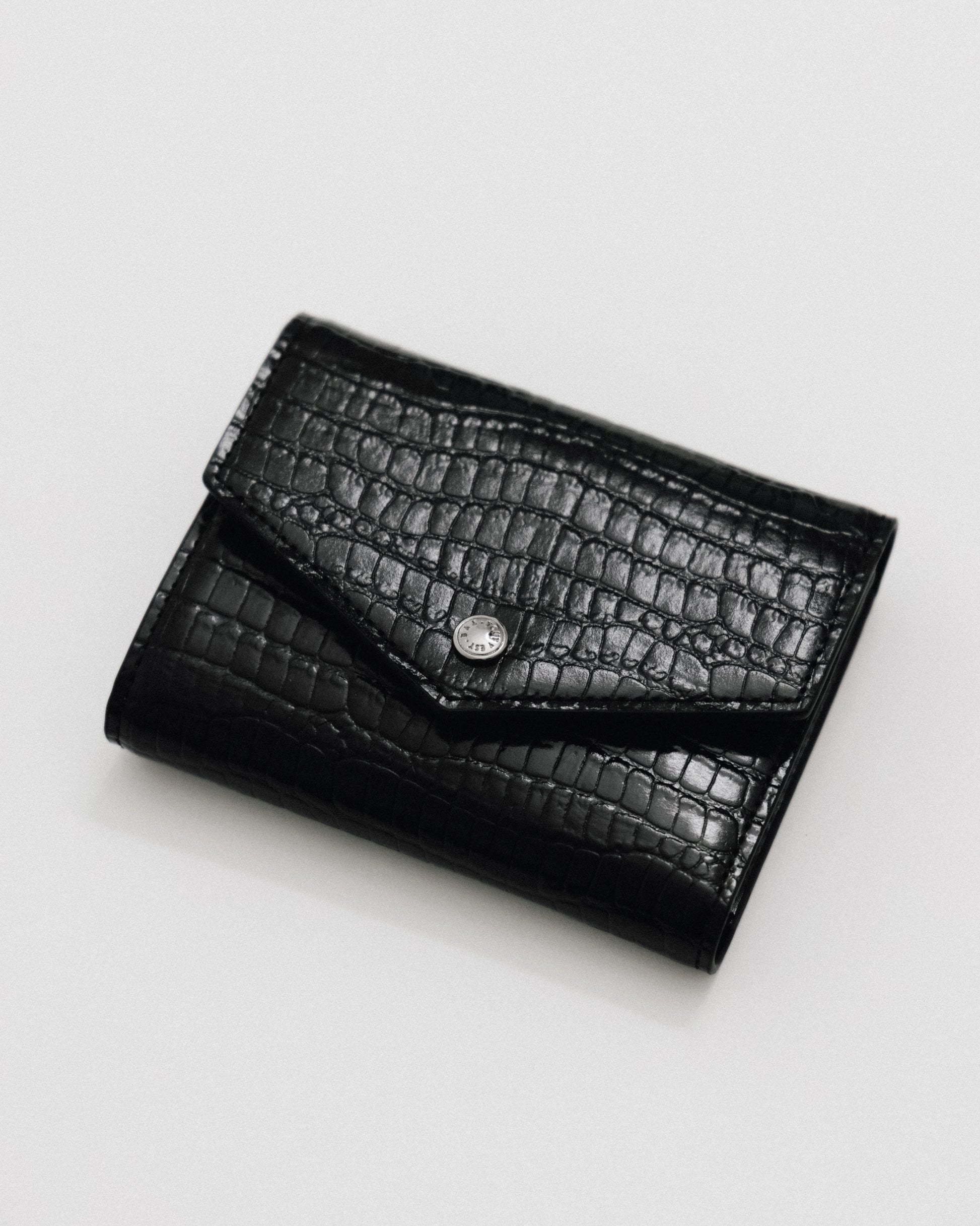 PORTEFEUILLE SNAP CROCO BLACK