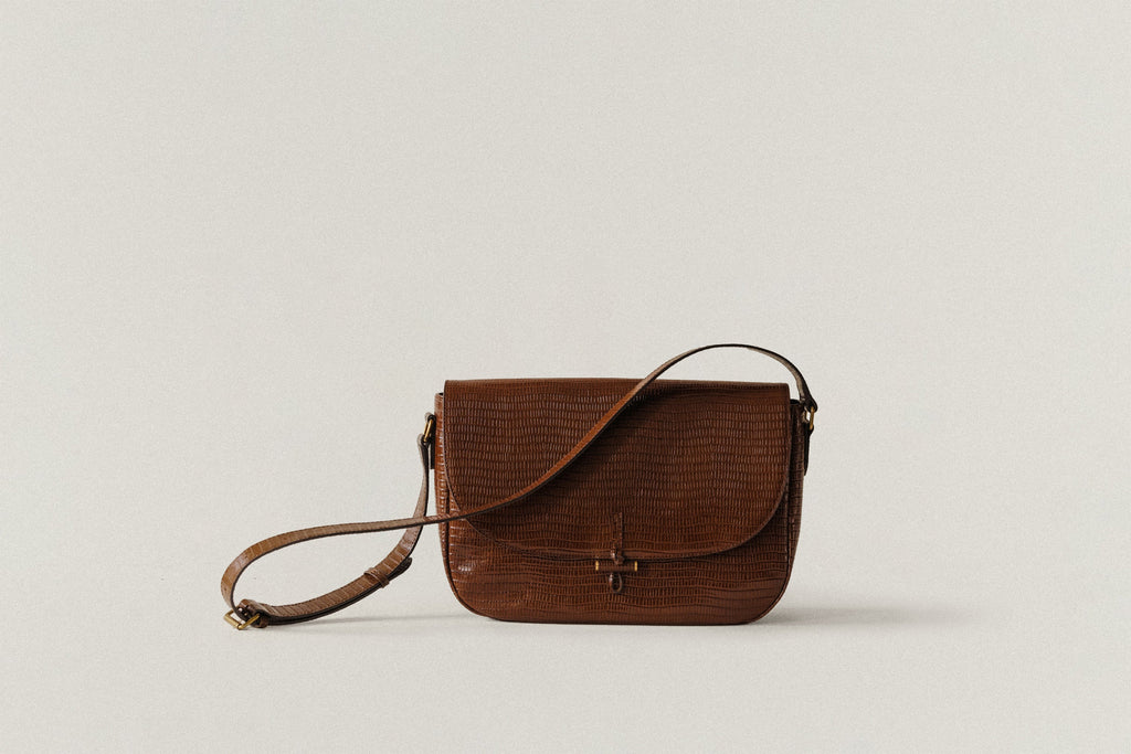 SAC CABILLOT SMALL LIZARD CHOCOLATE