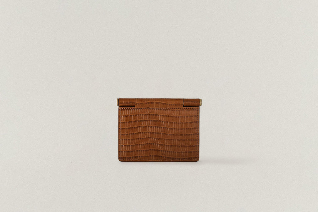 PORTE CARTES DE VISITE PAUMELLE LIZARD BROWN
