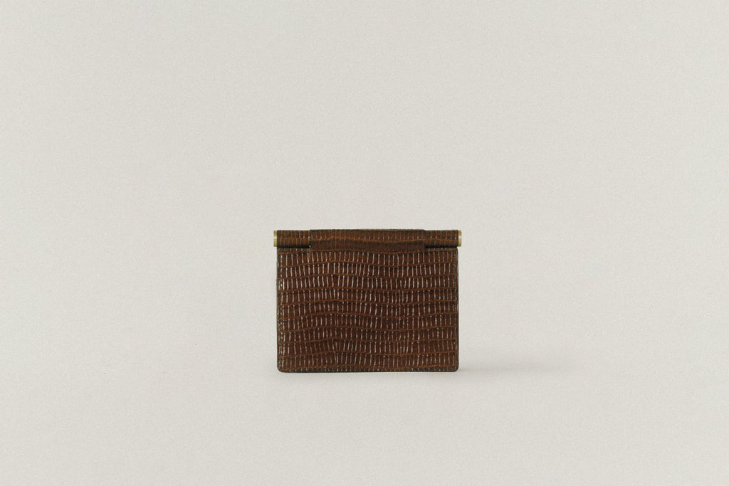PORTE CARTES DE VISITE PAUMELLE LIZARD CHOCOLATE