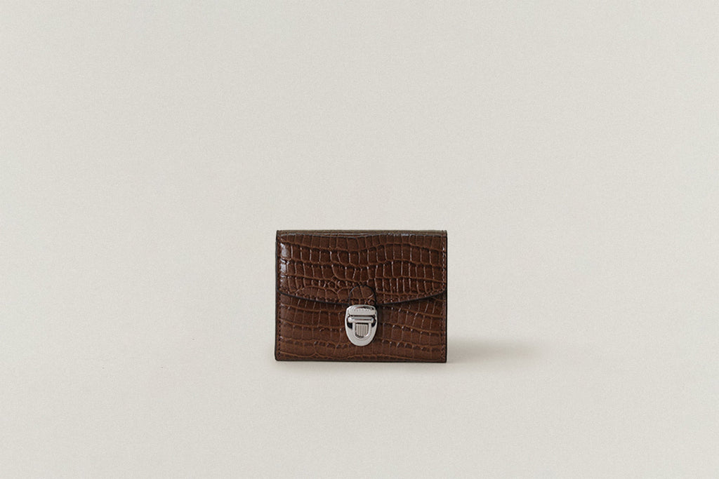 PORTE CARTES LOQUET CROCO BROWN